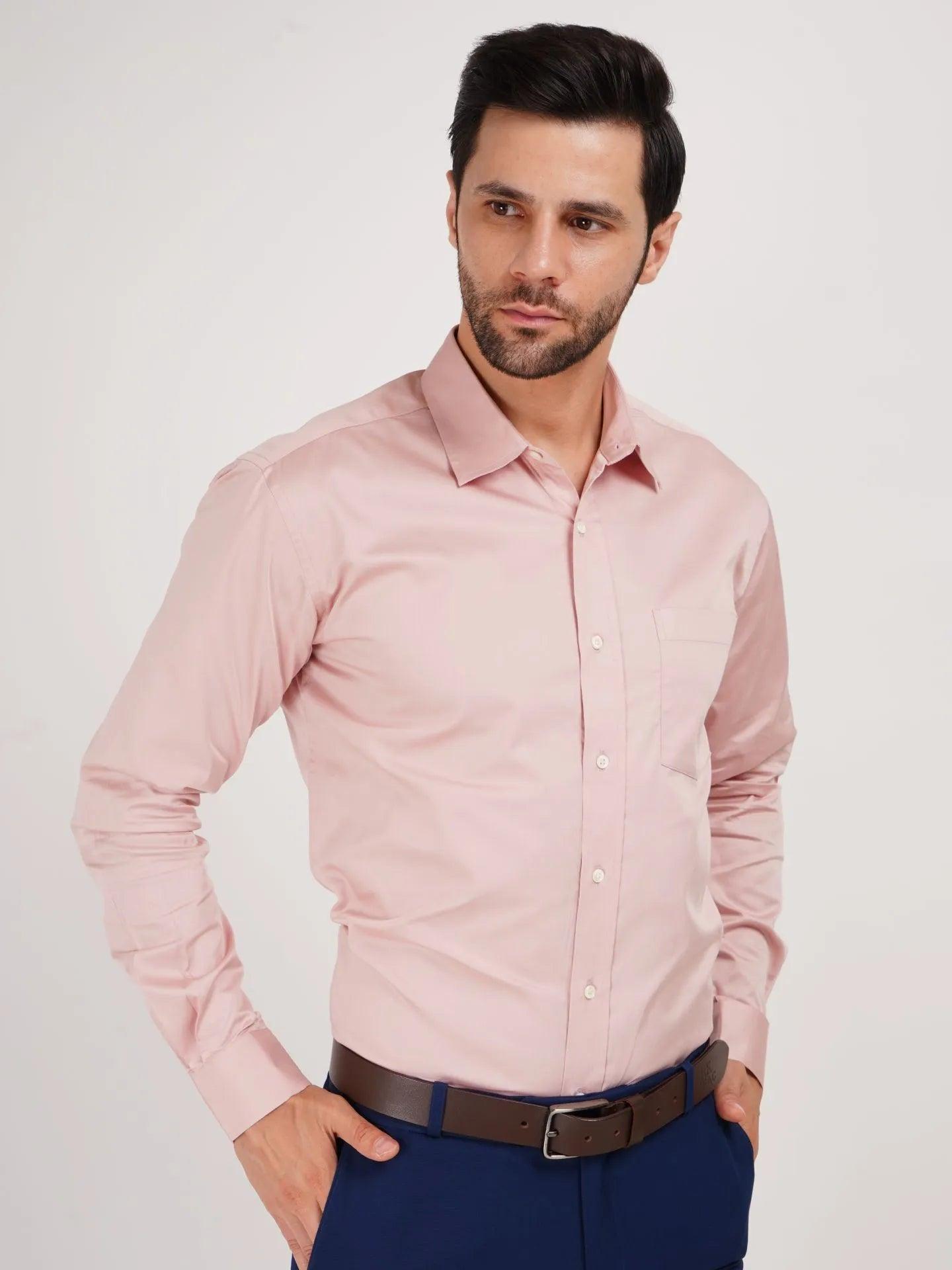 Peach Pink Mens Cotton Shirt for your empathy towards others. The shades display compassion while the fabric gives you comfort. And all this packaged in sharp looks through fine stitches.