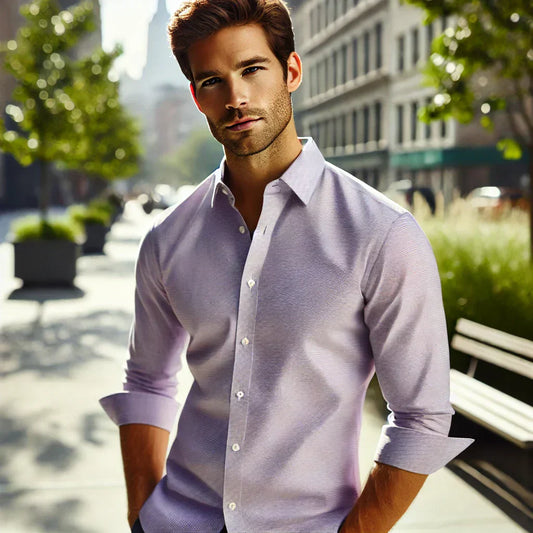 Man in breathable Giza cotton shirt under summer sun