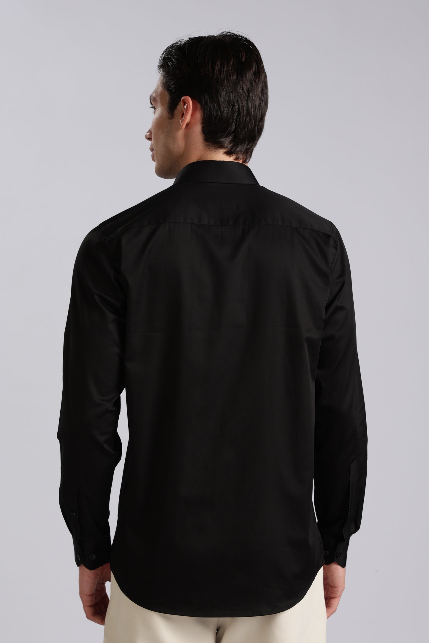 Kollarz and Kreazez Men's Black Sateen Shirt – 100% Cotton, Lab-Certified