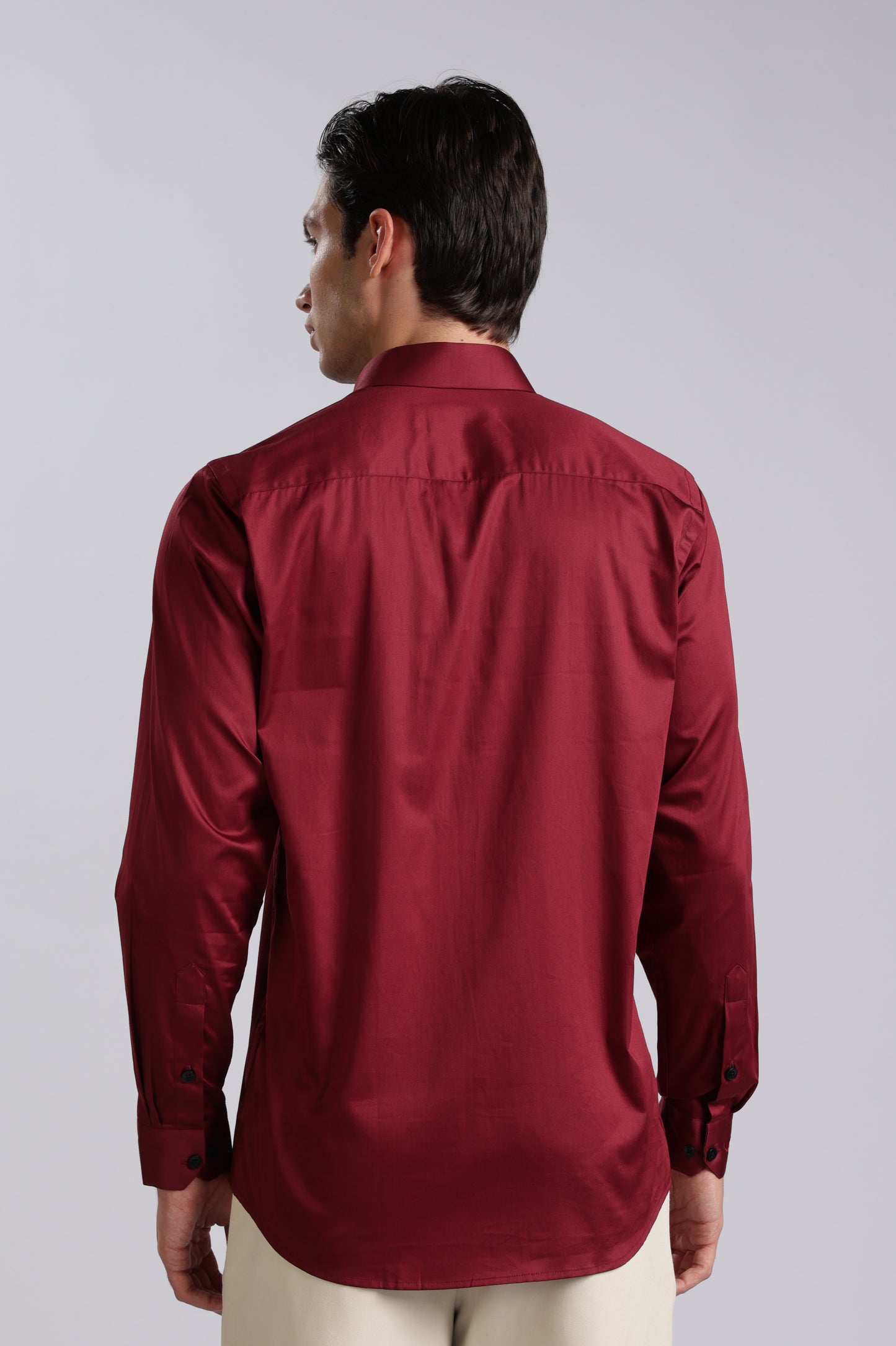 Kollarz and Kreazez Men's Wine Sateen Shirt – 100% Cotton