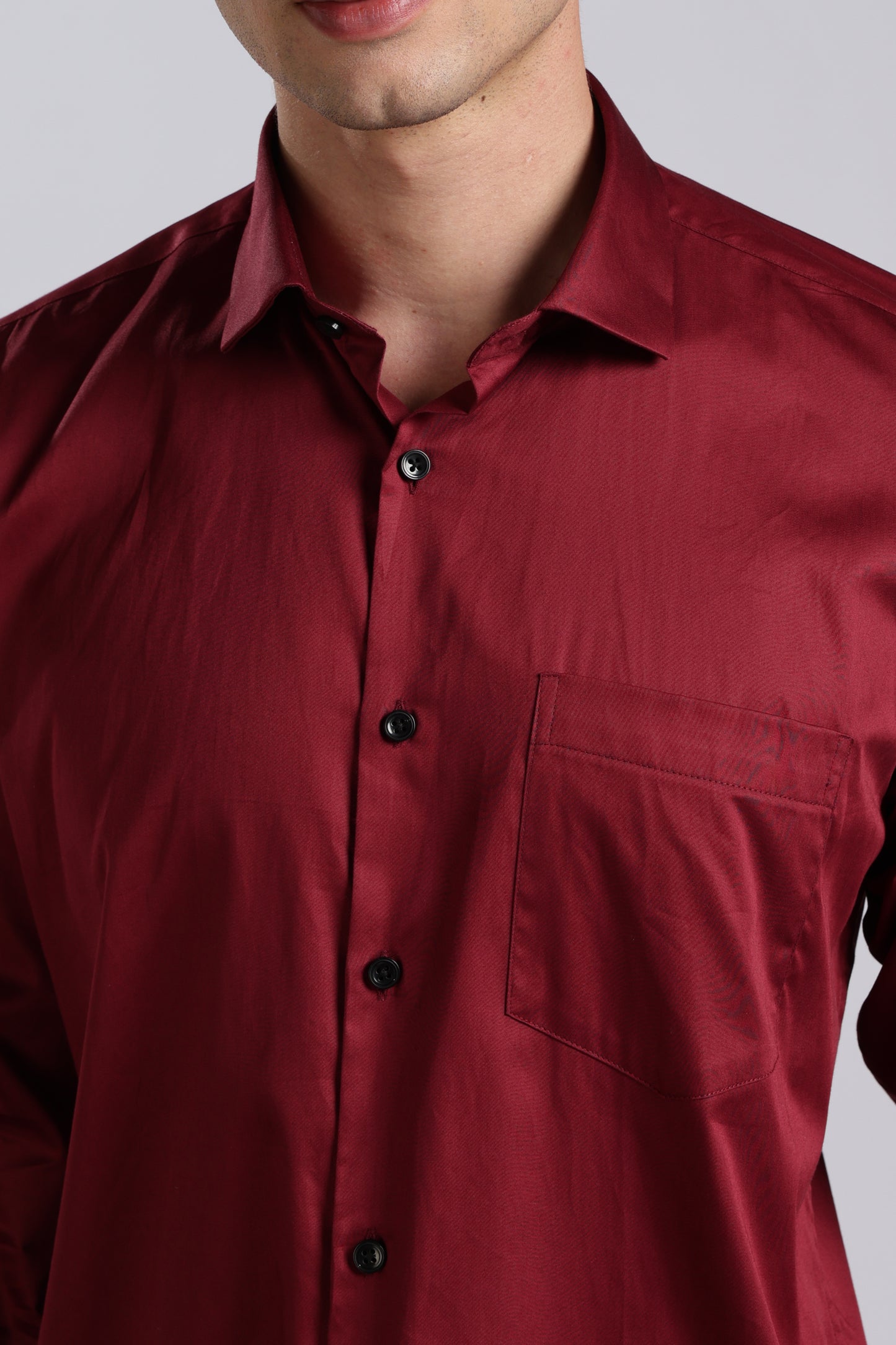 Kollarz and Kreazez Men's Wine Sateen Shirt – 100% Cotton