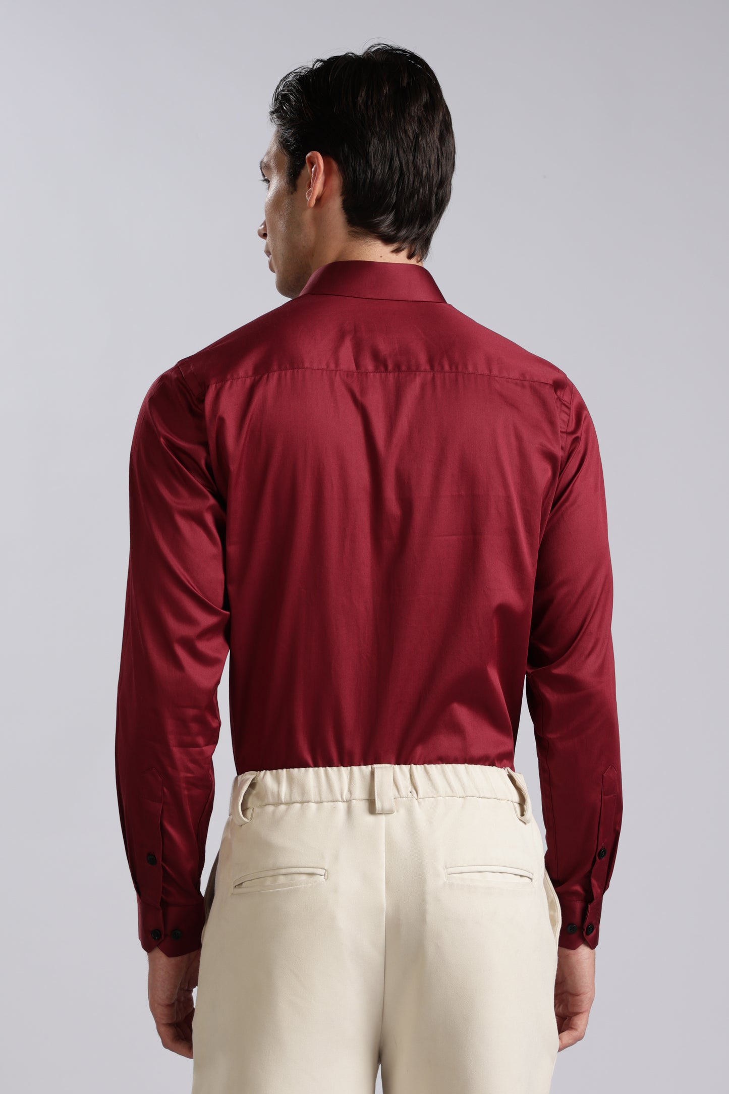 Kollarz and Kreazez Men's Wine Sateen Shirt – 100% Cotton