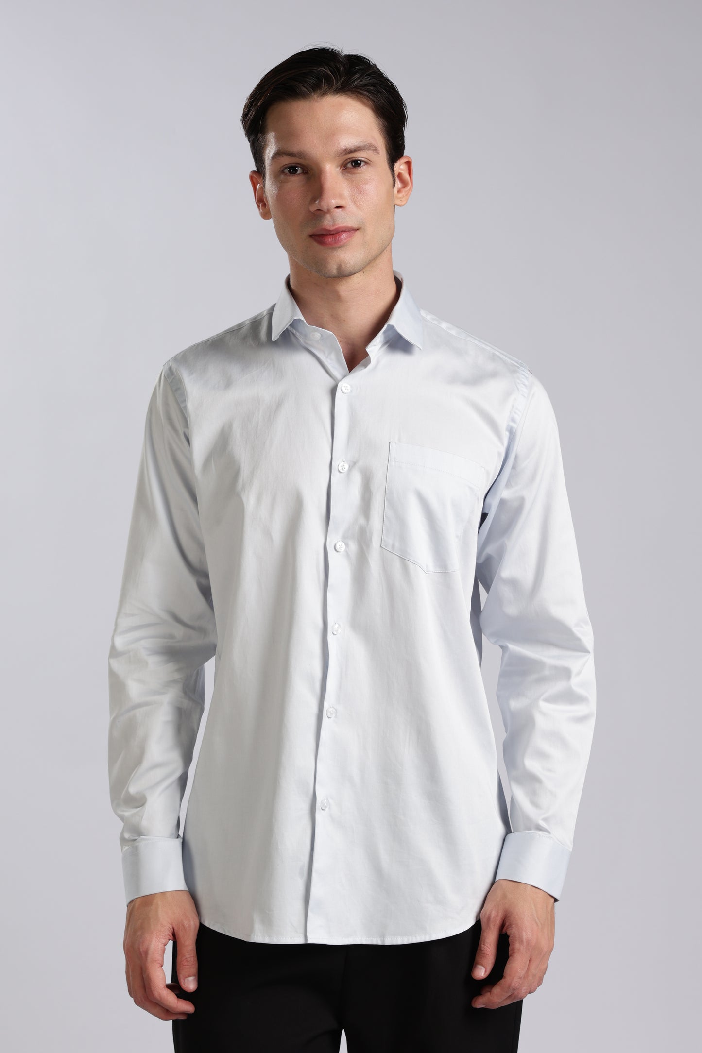Kollarz and Kreazez Men's Sky Blue Sateen Shirt – 100% Giza Cotton