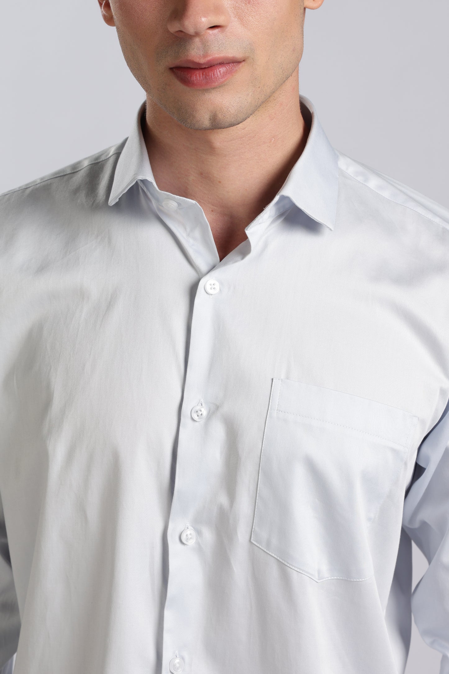 Kollarz and Kreazez Men's Sky Blue Sateen Shirt – 100% Giza Cotton
