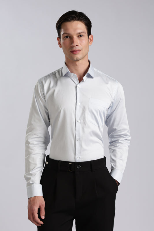 Kollarz and Kreazez Men's Sky Blue Sateen Shirt – 100% Giza Cotton