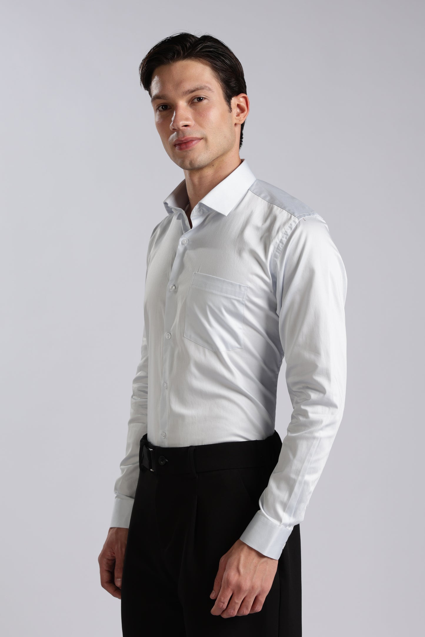 Kollarz and Kreazez Men's Sky Blue Sateen Shirt – 100% Giza Cotton