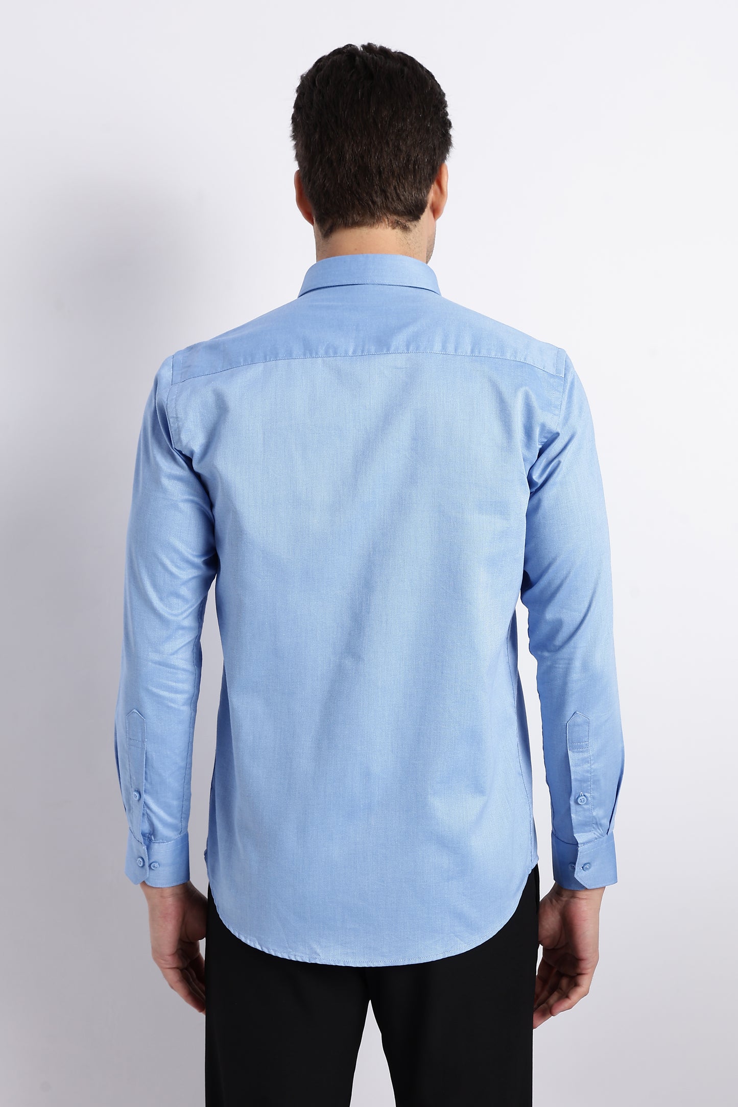 K&K Textured Azure Blue 100% Cotton Oxford Shirt