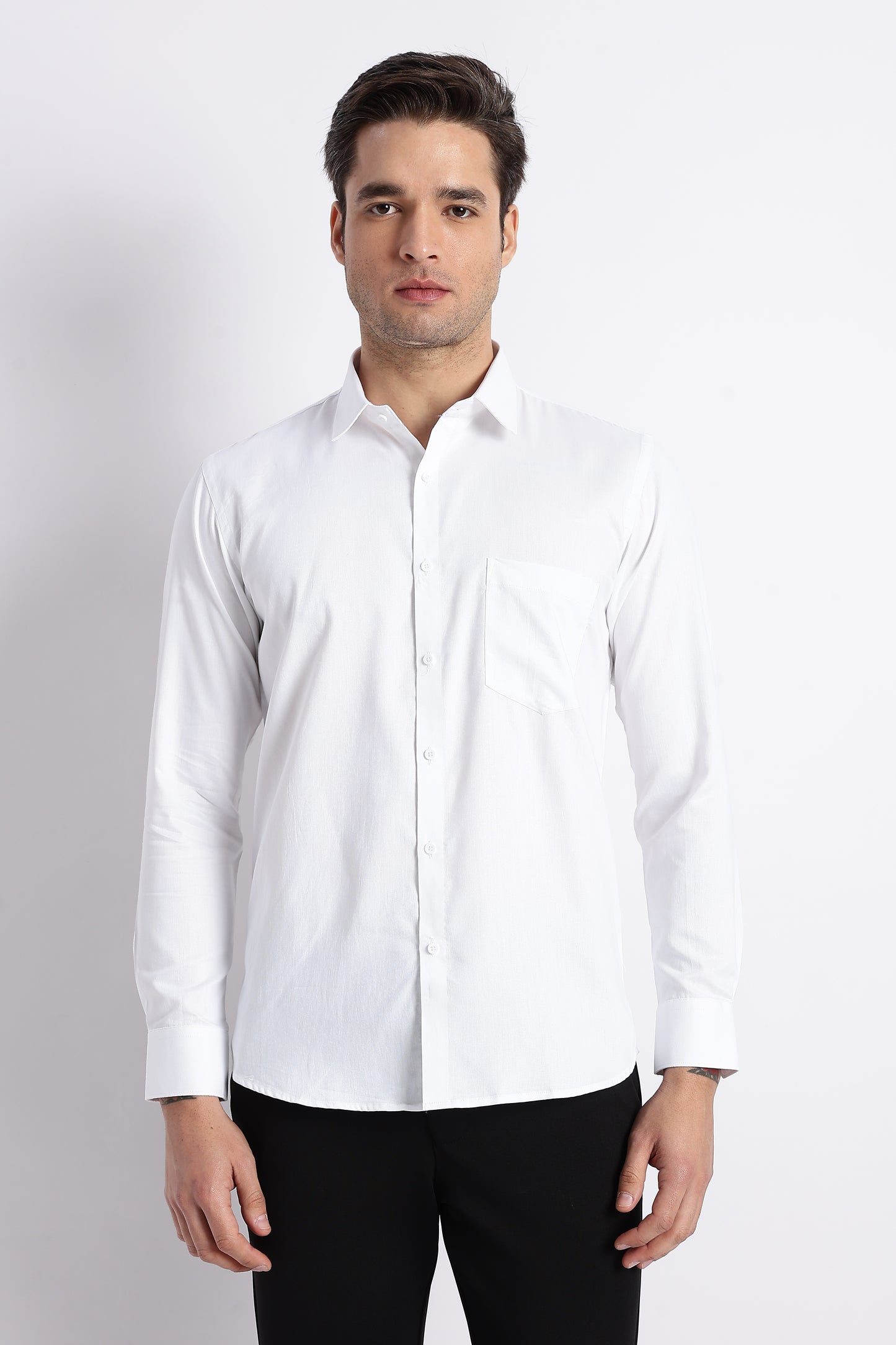 K&K Textured White 100% Cotton Oxford Shirt