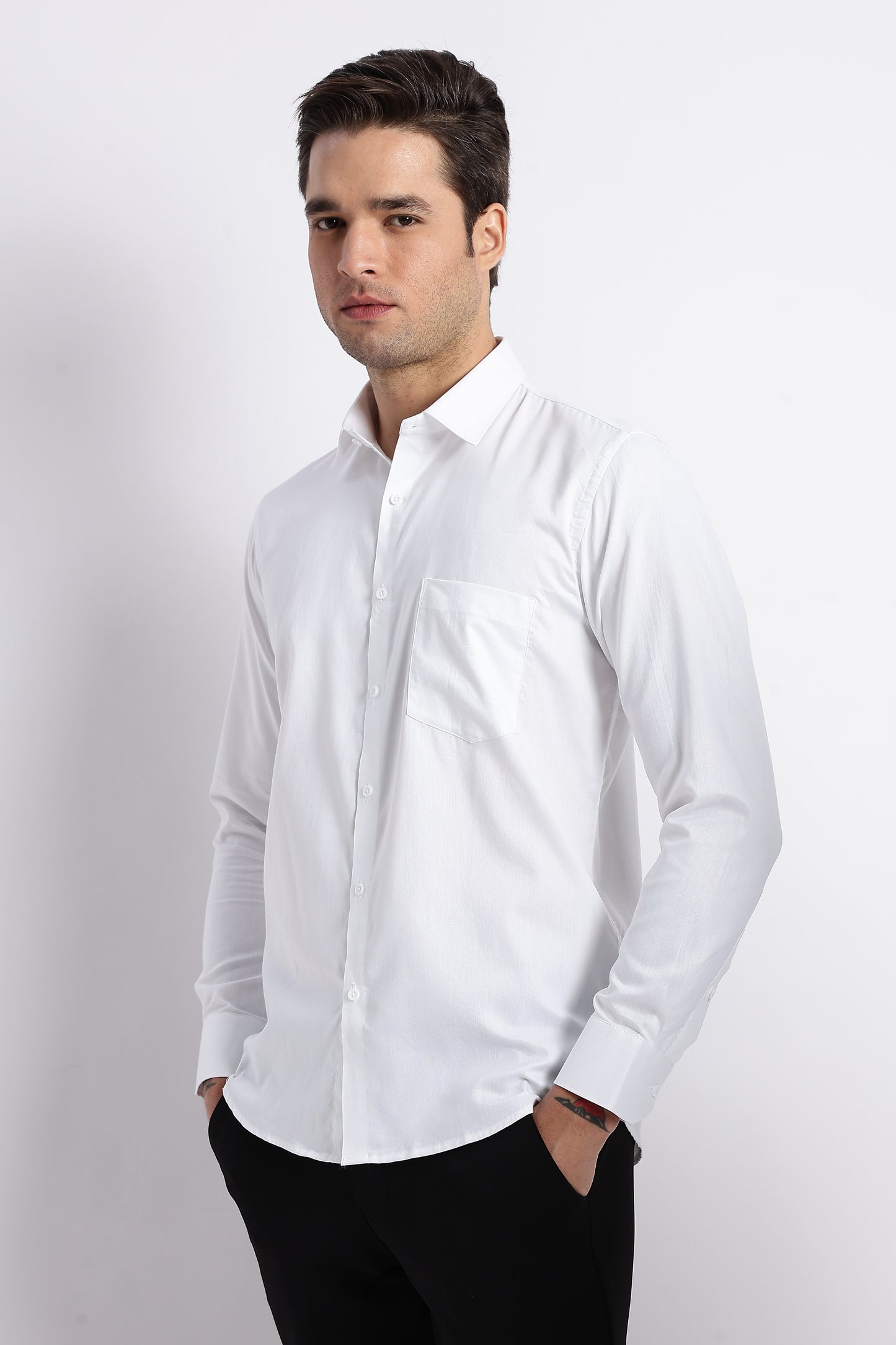 K&K Textured White 100% Cotton Oxford Shirt