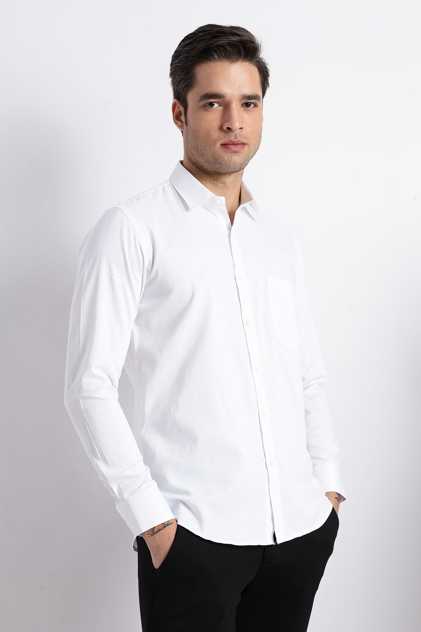 K&K Textured White 100% Cotton Oxford Shirt