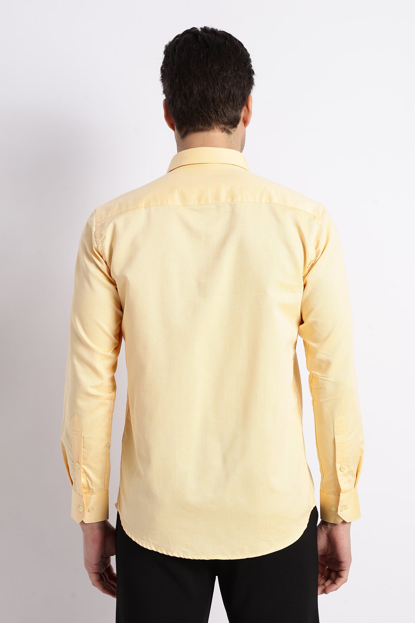 K&K Textured Yellow 100% Cotton Oxford Shirt