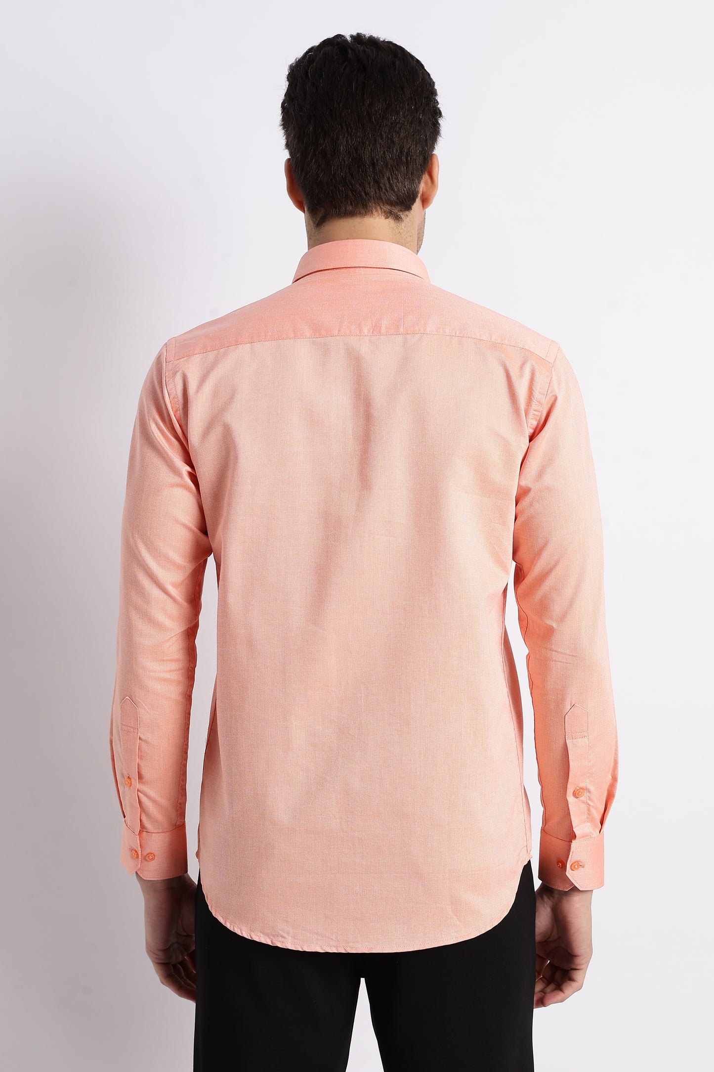 K&K Textured Orange 100% Cotton Oxford Shirt
