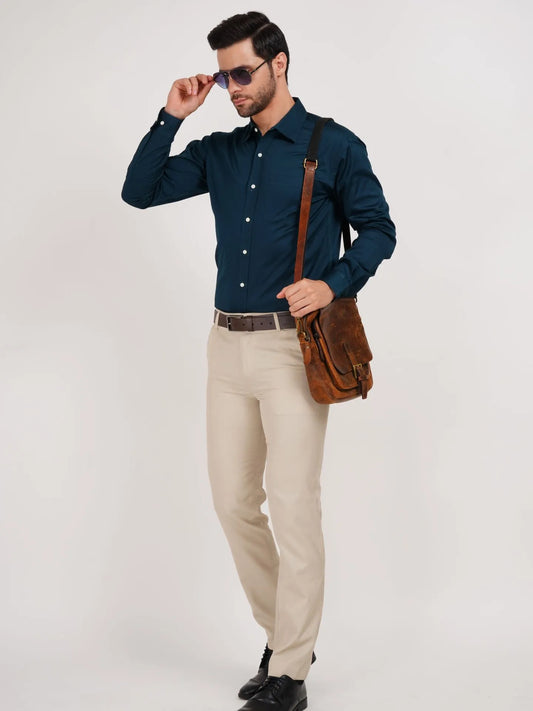 Kollarz and Kreazez Dark Blue Shirt in Teal Color is the mark of modern luxury. Style this Dark Team Shirt with biege pants, black shoes, rayban aviators and Gucci watch for that perfect leader who leads the way.